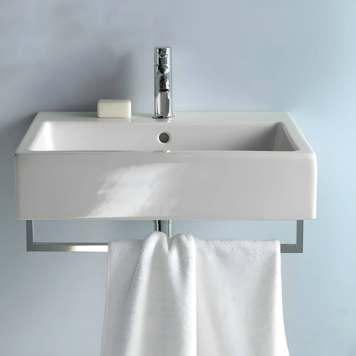 rectangular ceramic sink in white