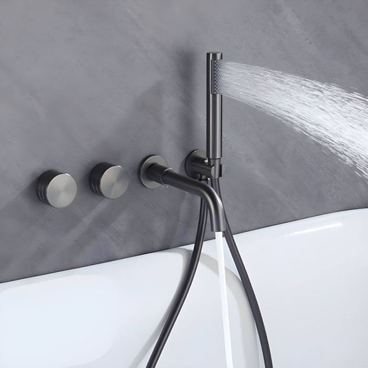 modern wall-mounted roman bathtub faucet in black