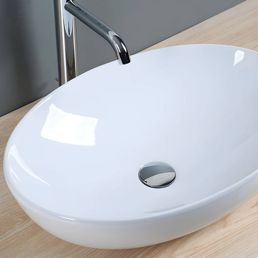 Oval ceramic vessel sink in modern bathroom