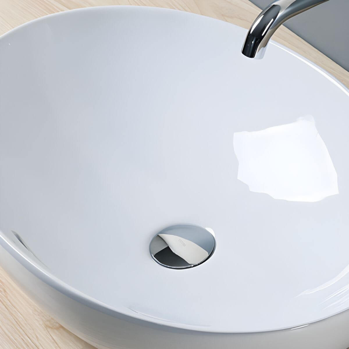 Ceramic bathroom sink with faucet