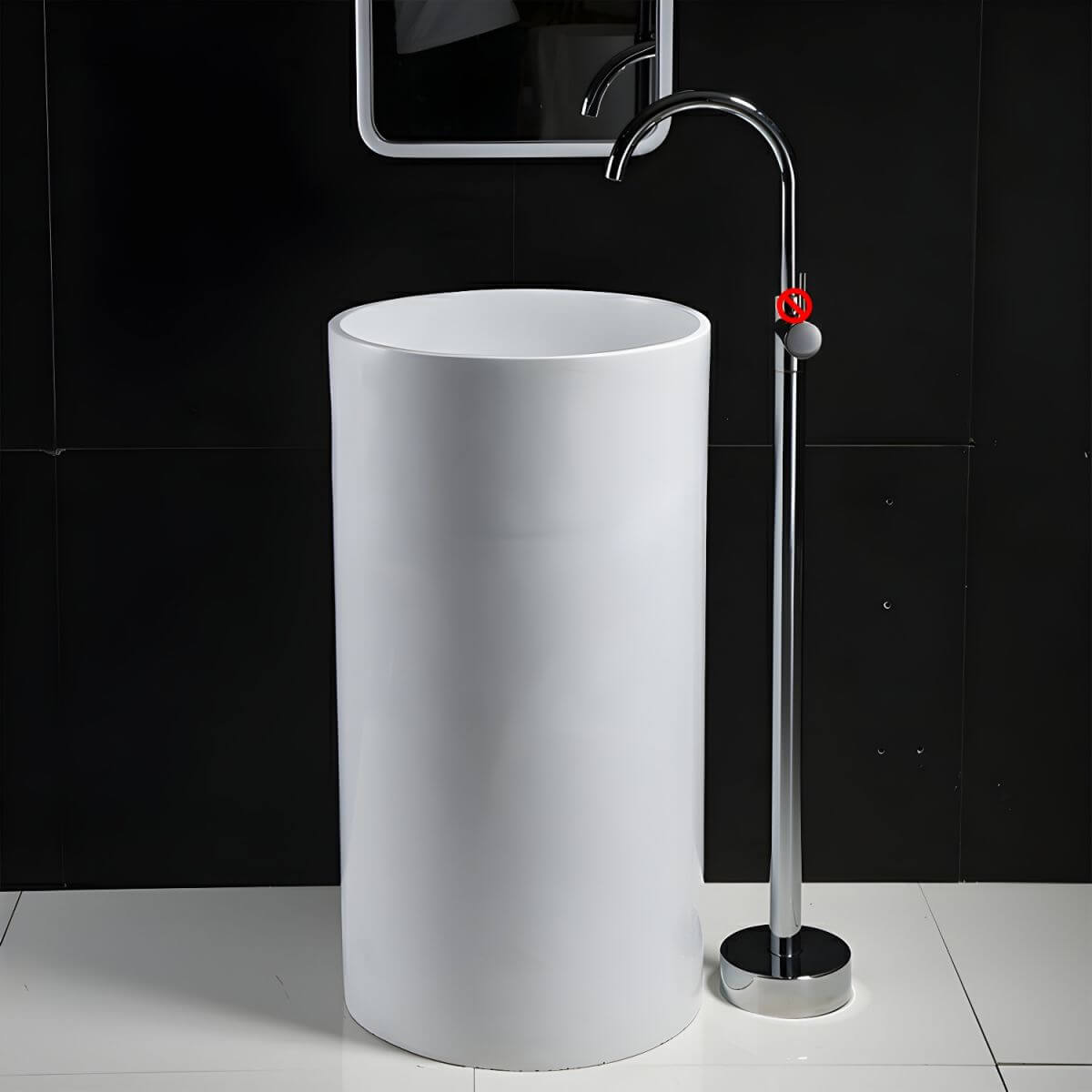 contemporary bathroom with elegant pedestal sink