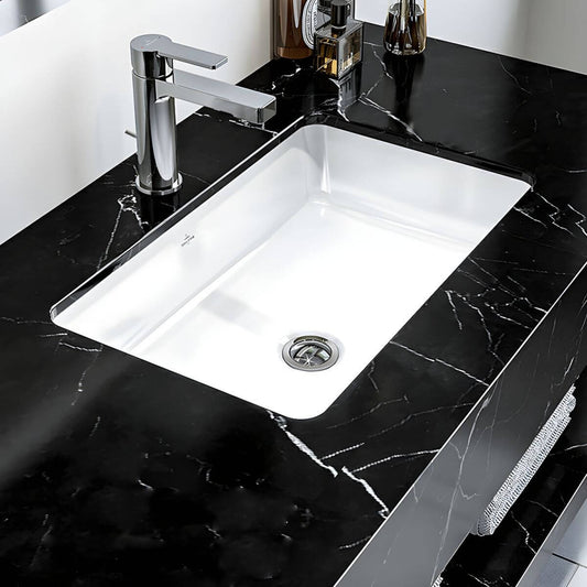 Modern white ceramic undermount bathroom sink