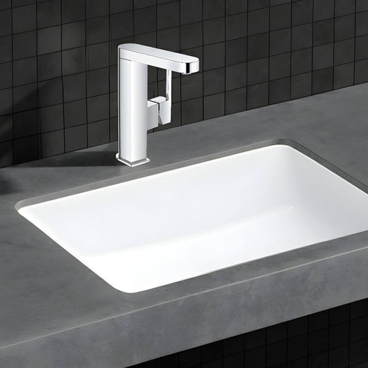 Modern white ceramic undermount bathroom sink