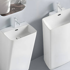 Rectangular porcelain sink in bright white finish