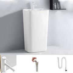 Detailed view of modern bathroom sink with drain