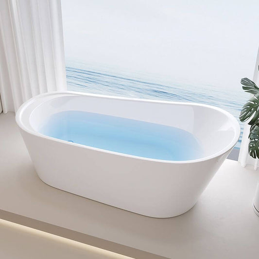 Modern freestanding bathtub in bathroom