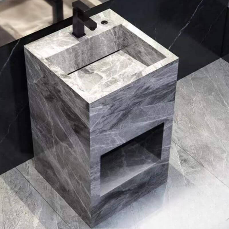 Rectangular Marble Bathroom Sink in Green