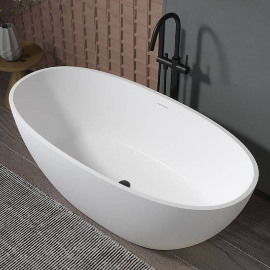 Modish Stone Oval Freestanding Bathtub in Matte White