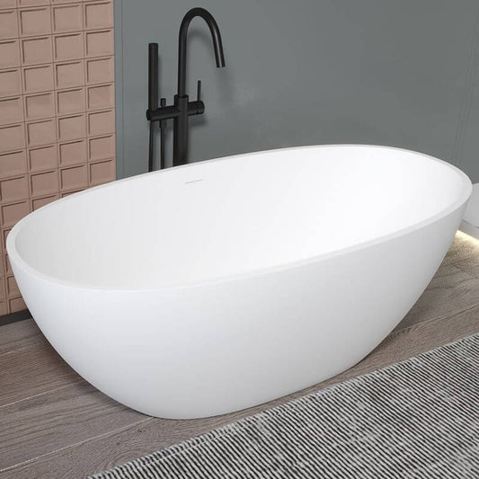 Gloss White Modern Bathtub with Roll Top Design