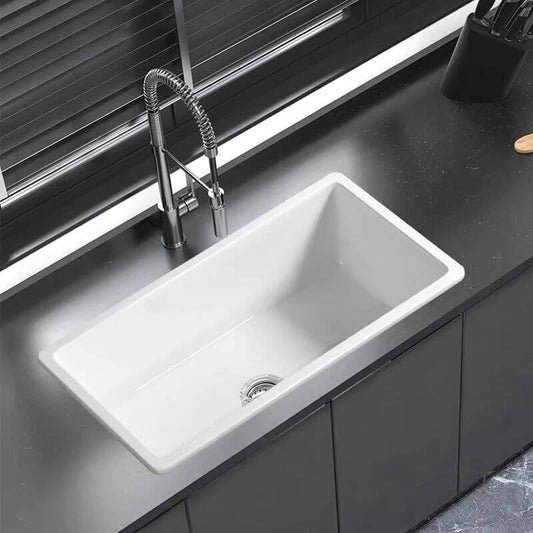 Modish White Ceramic Undermount Bathroom Sink