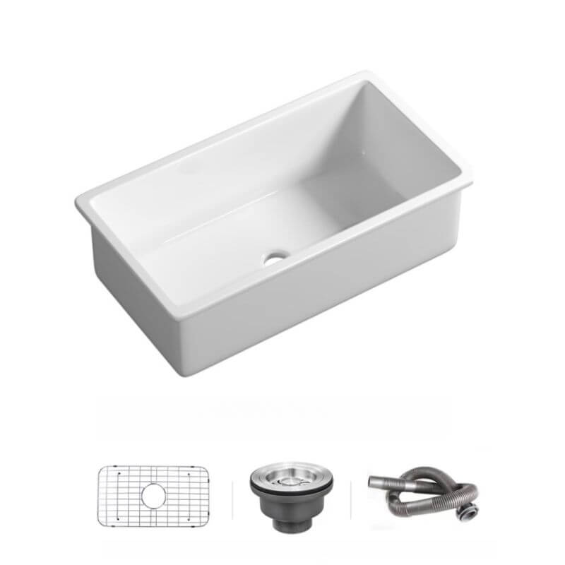 Modish White Ceramic Undermount Bathroom Sink