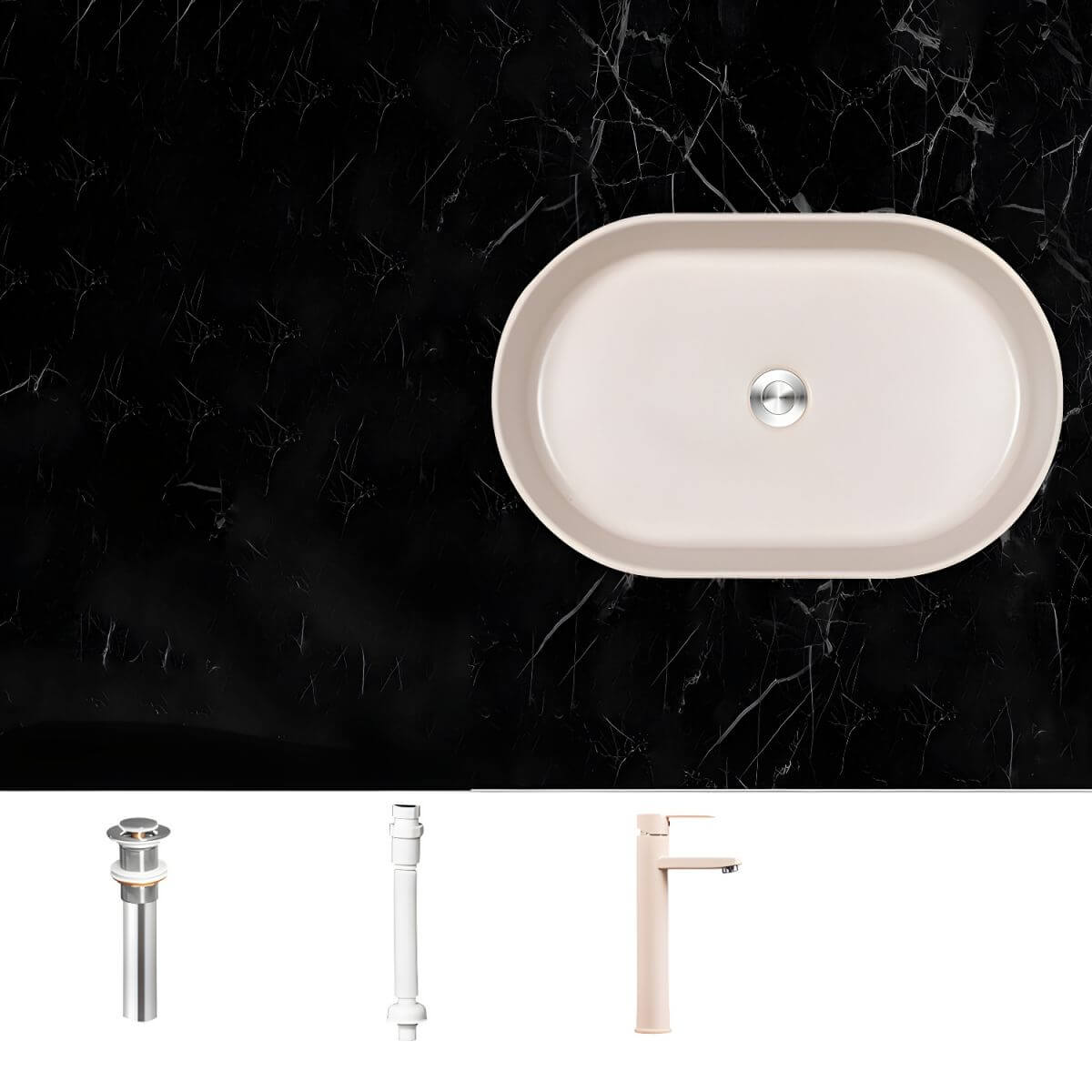 Oval shaped sink installation example