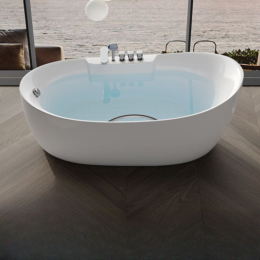 oval freestanding bathtub in modern bathroom