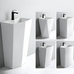 Rectangular ceramic bathroom sink