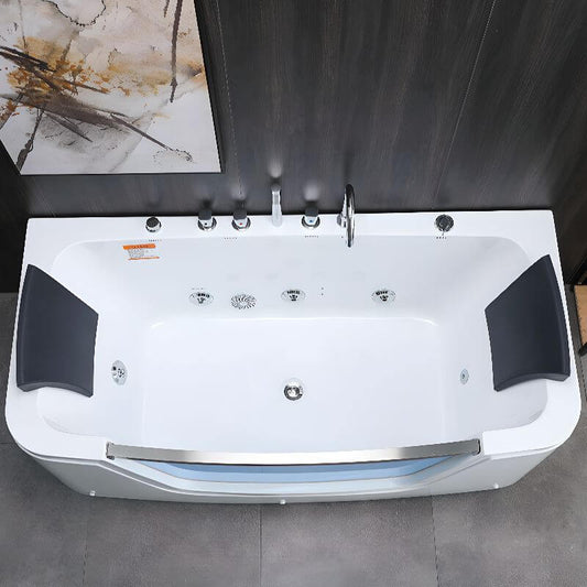 Rectangle acrylic freestanding bathtub with whirlpool and soaking features, valve and handles optional