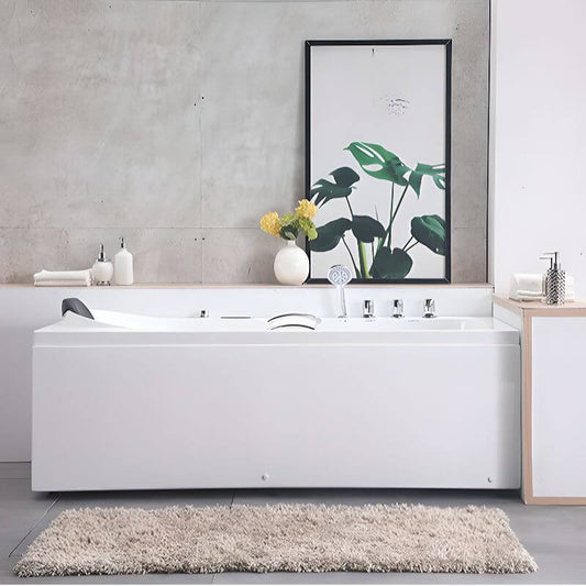 Acrylic back to wall soaking tub in white
