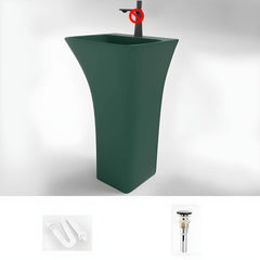 Green ceramic pedestal sink for modern bathrooms