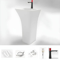 Black rectangular ceramic sink with pop-up drain