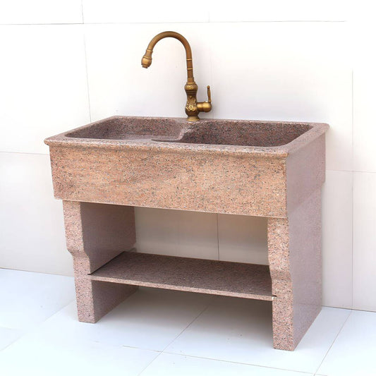 Modern bathroom sink with hand-carved detailing