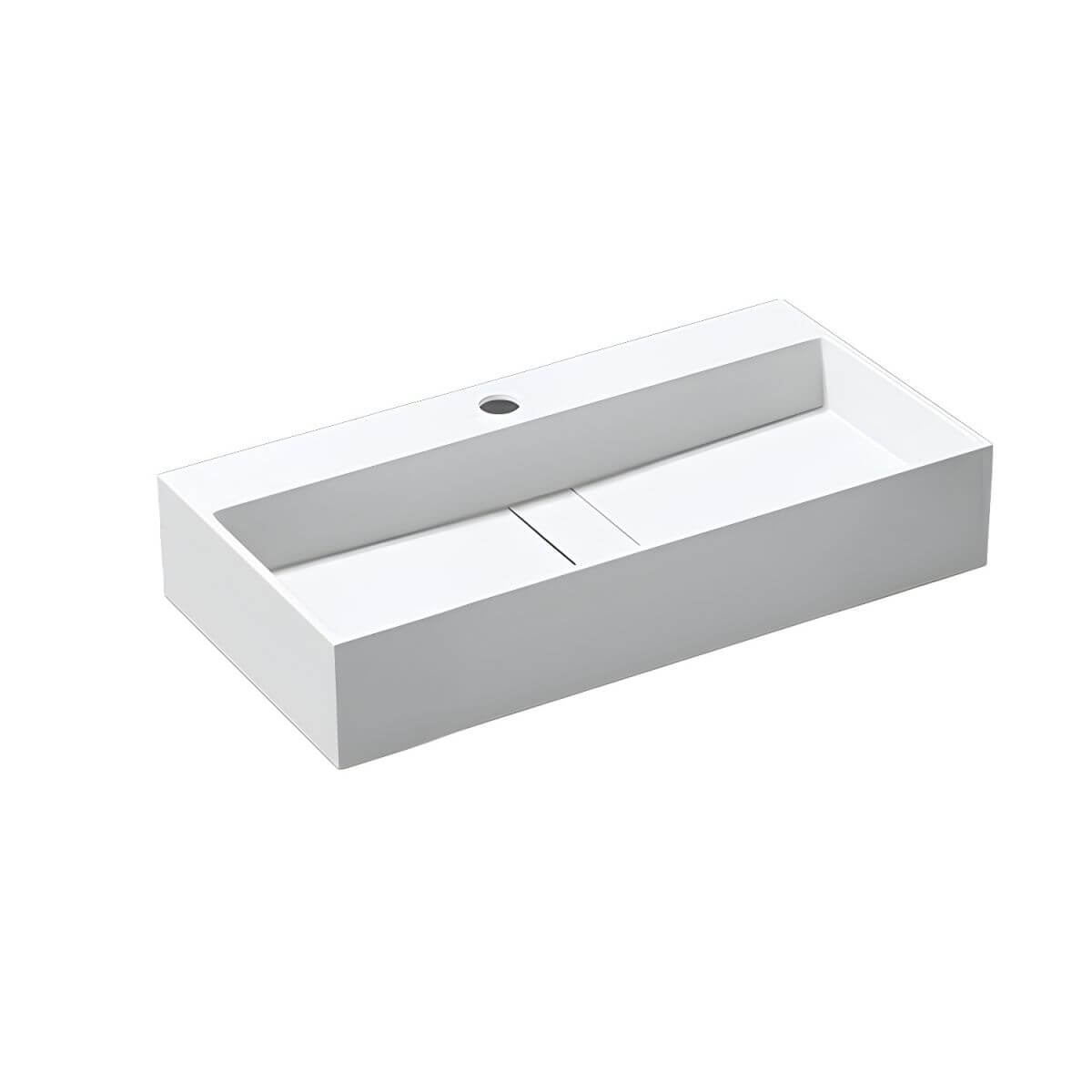 Rectangular modern wall mounted sink in grey