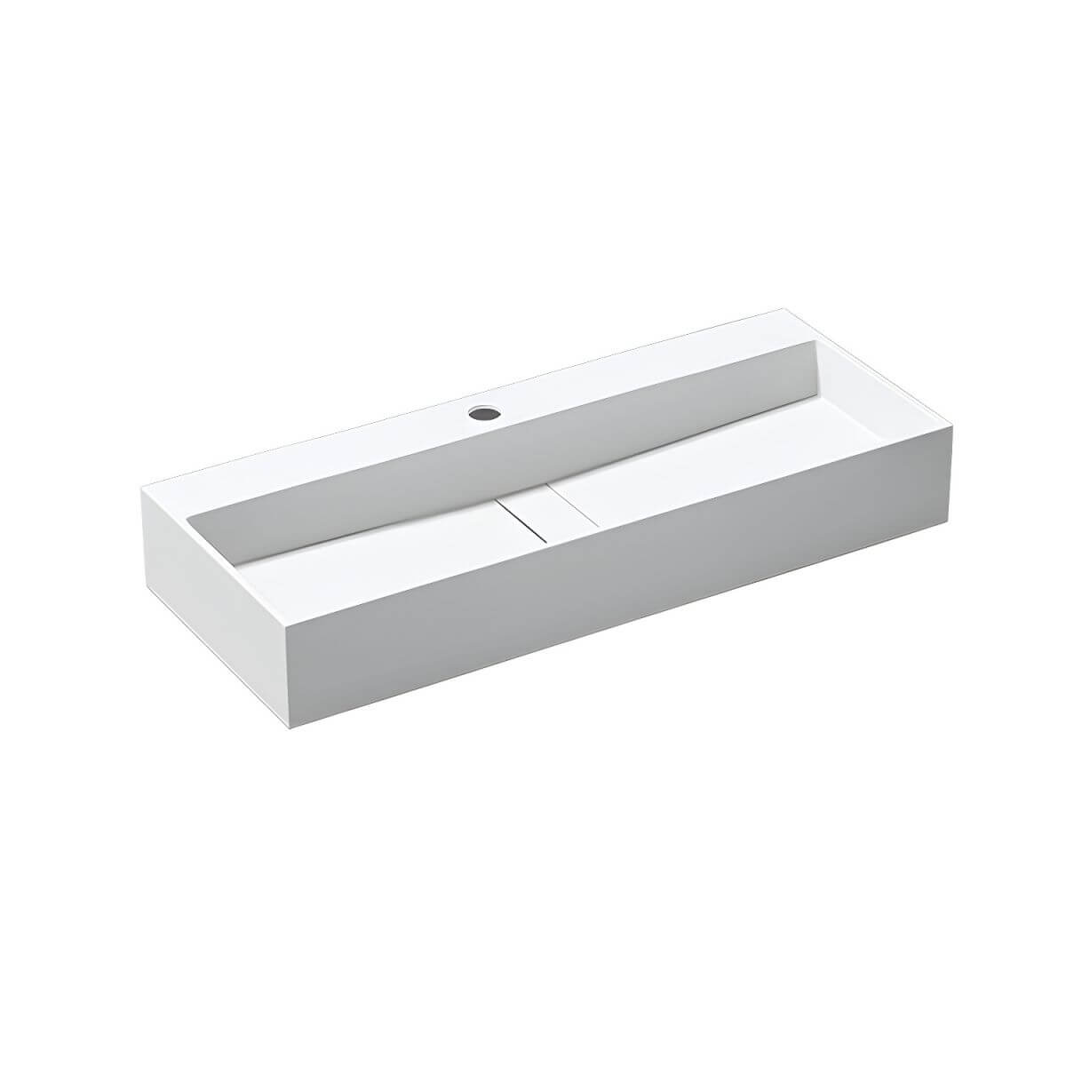 Sleek engineered stone sink with wall-mounted design