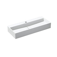 Sleek engineered stone sink with wall-mounted design