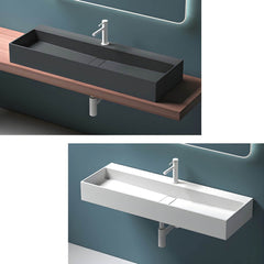 Close-up of modern bathroom sink installation