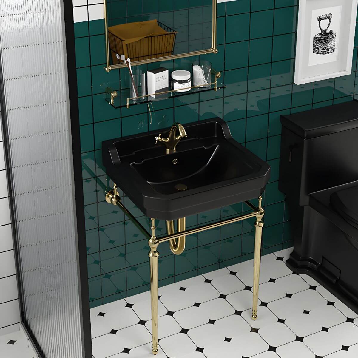 Modern black ceramic bathroom sink