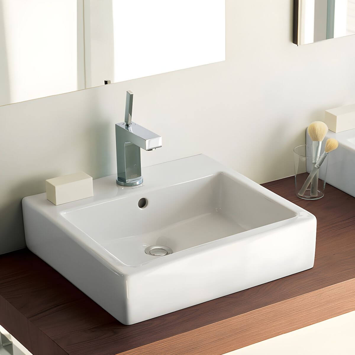 Modern white ceramic vessel sink