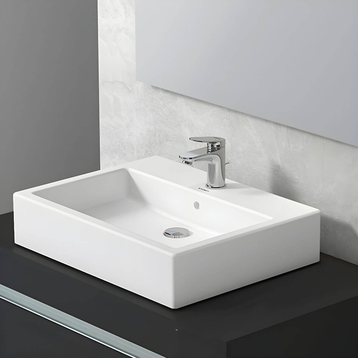 Modern white ceramic vessel sink