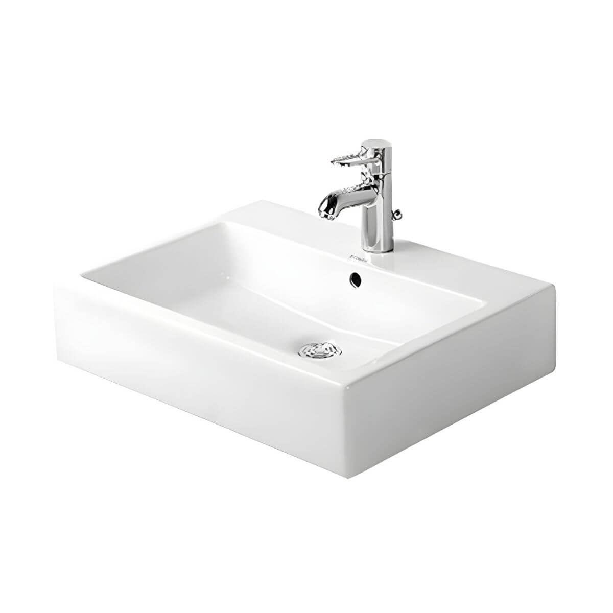 Ceramic vessel sink with clean lines