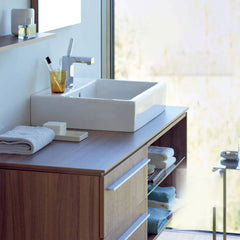 Rectangular sink above countertop view