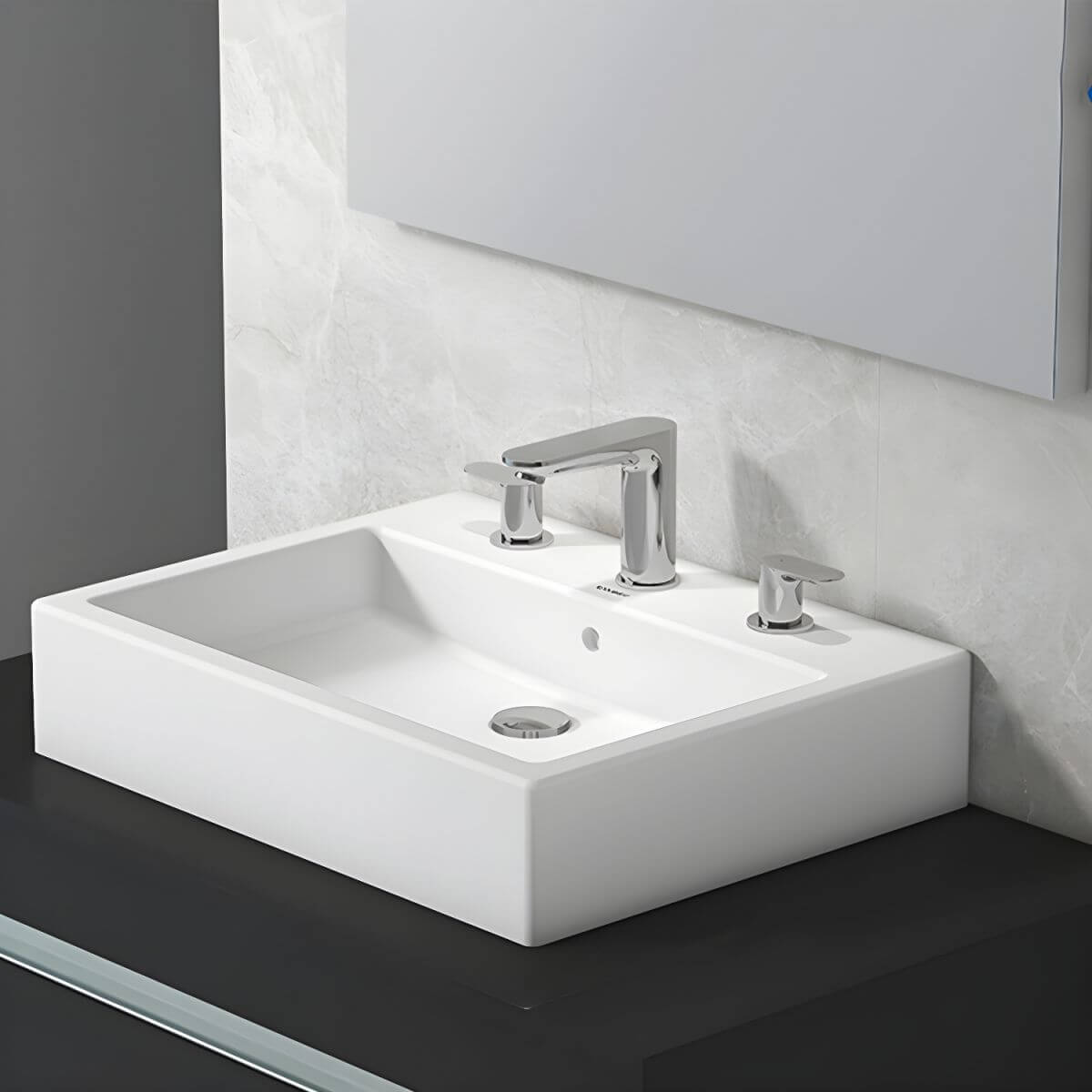 Elegant rectangular vessel sink