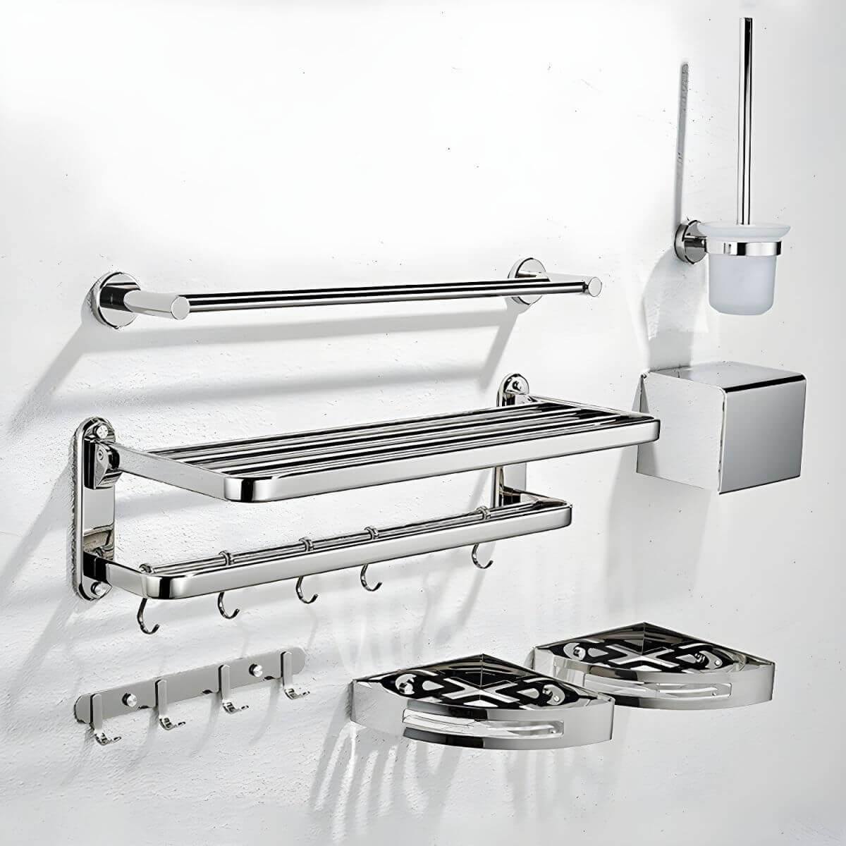 Stylish Silver Finish Bathroom Accessories