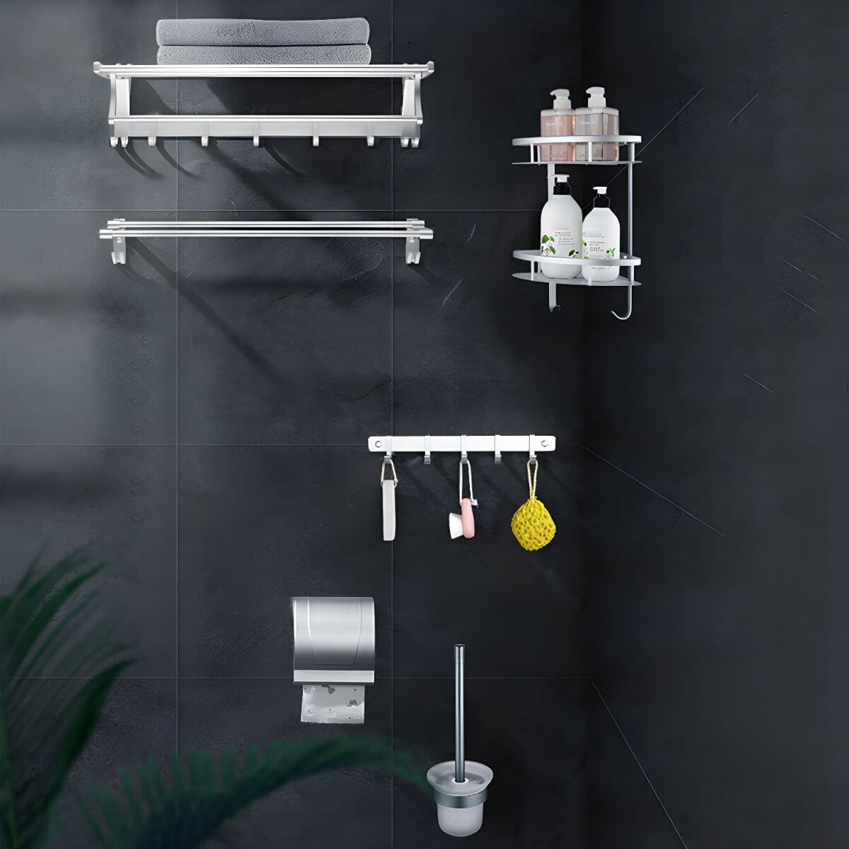 Rust Resistant Metal Bathroom Hardware Set with Towel Bar