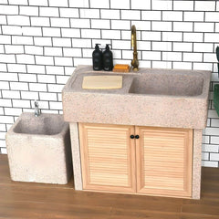 Durable Console Sink Faucet in Brown Marble