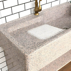 Detailed view of marble console sink