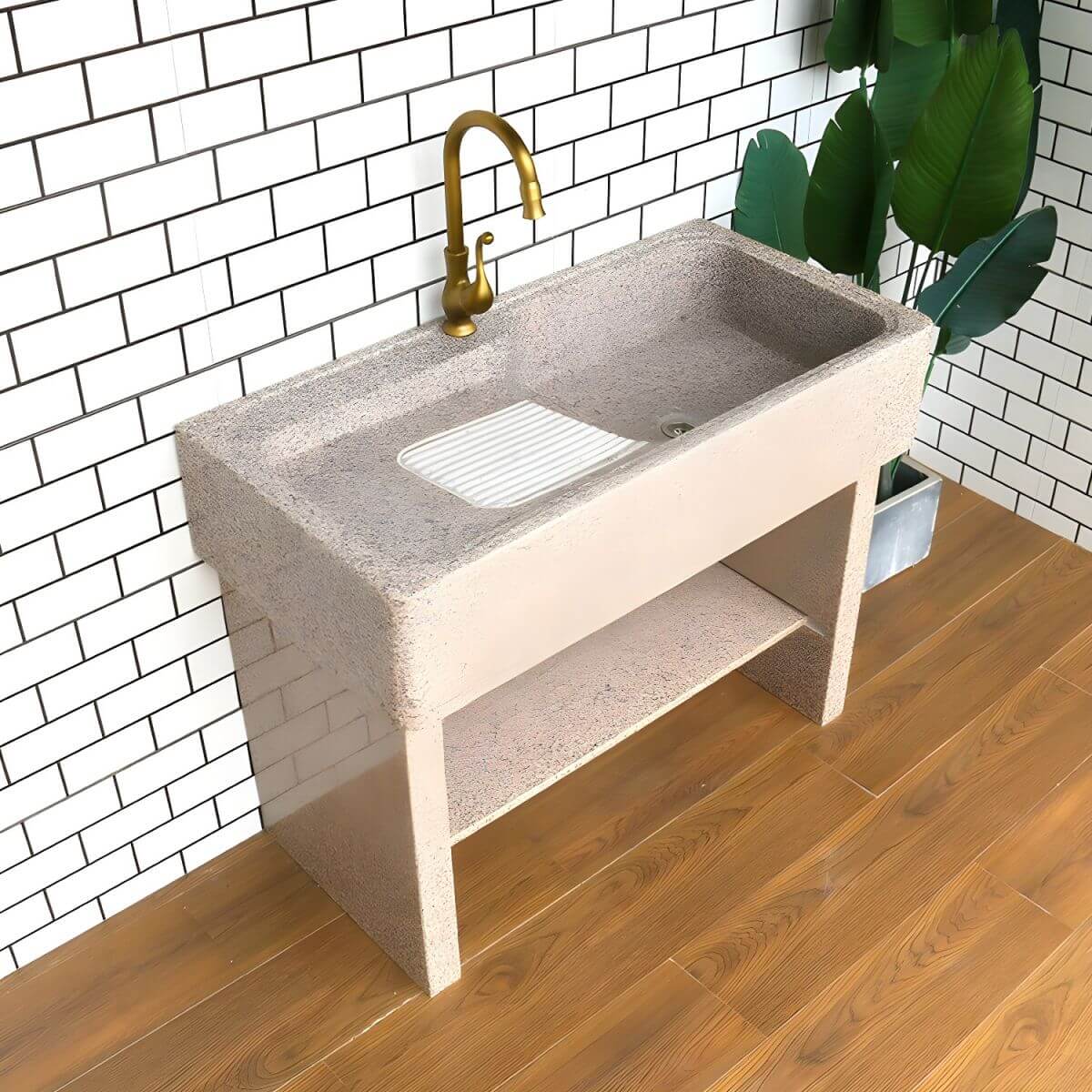 Stylish bathroom sink with pop-up drain