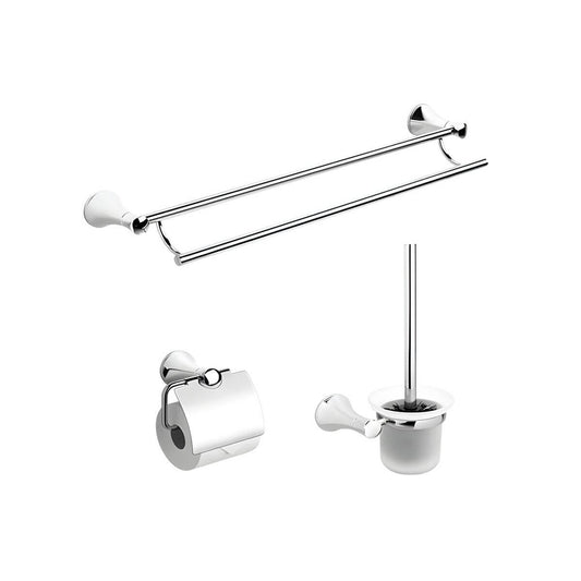 3 piece bathroom accessory set in silver finish