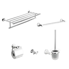 5 piece bathroom accessory set with towel bar and hooks