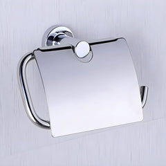 Silver metal towel rack in a bathroom