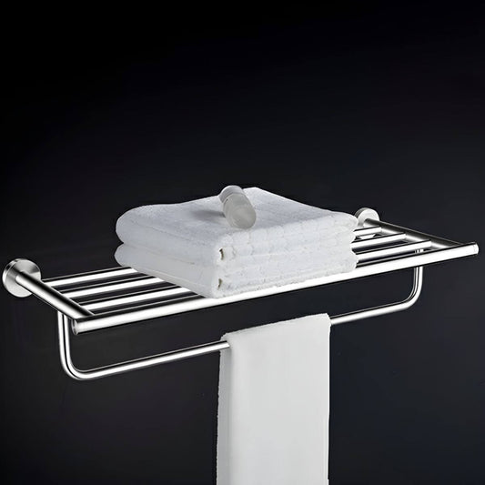 Bathroom towel rack with shelf