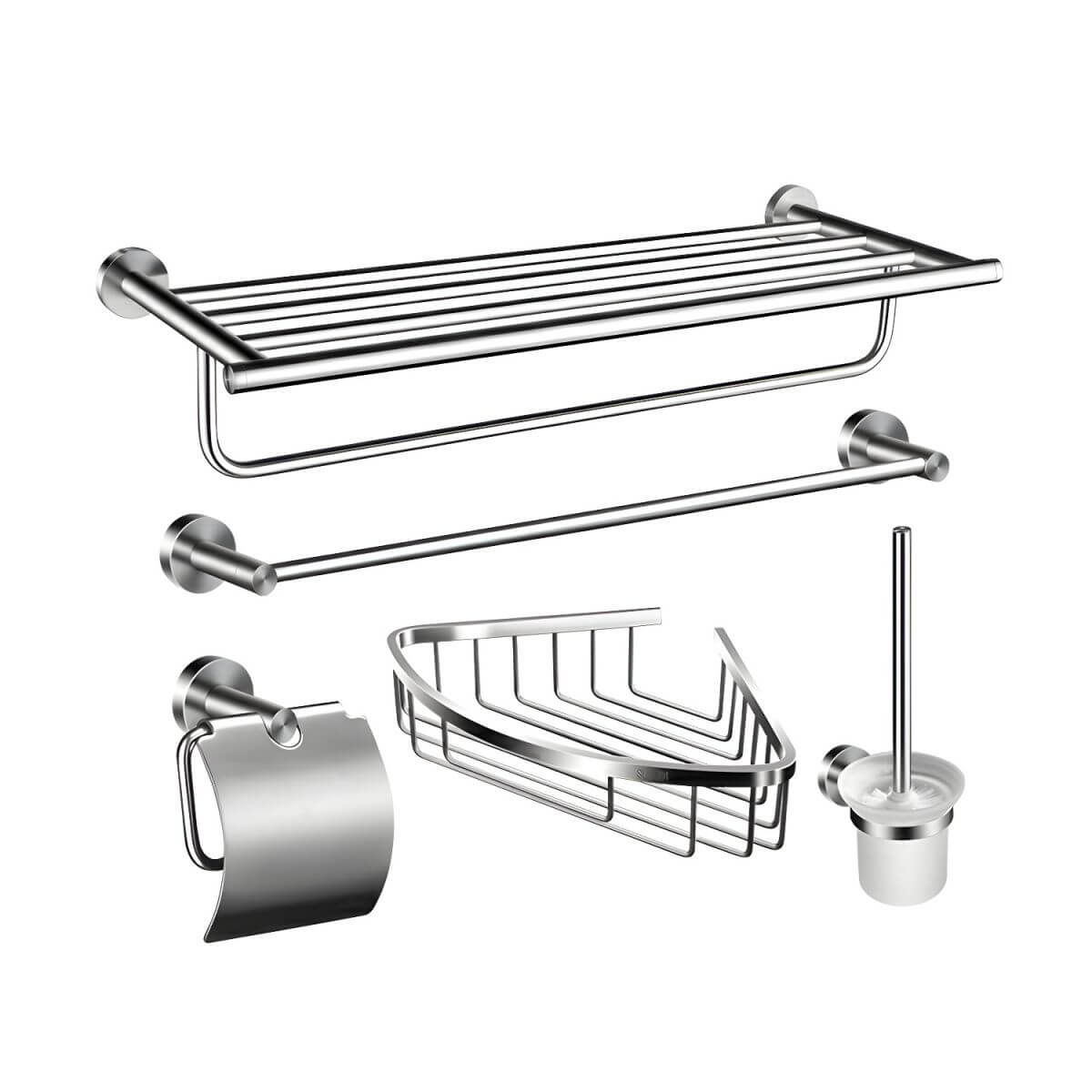 Tarnish resistant metal bathroom set