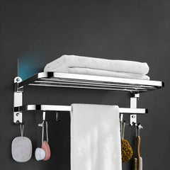 Modern towel rack in silver finish