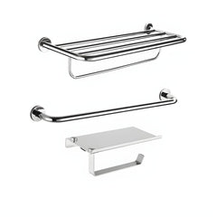 Silver bathroom hardware set overview