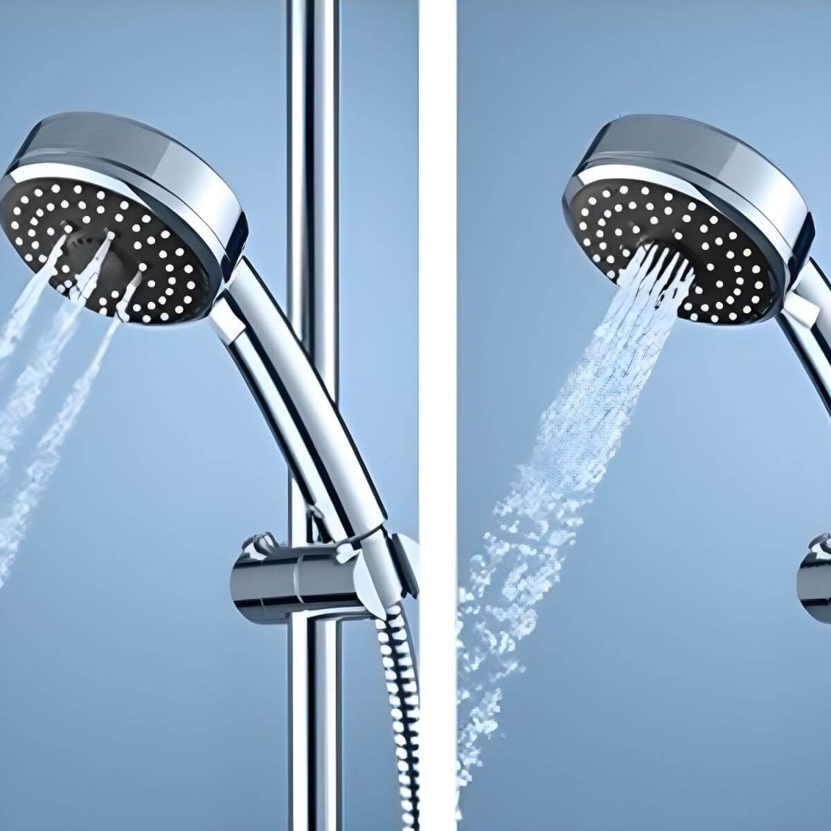 Round handheld shower head in silver finish
