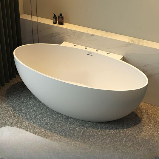 Serene Bathroom with Simple Stone Bathtub