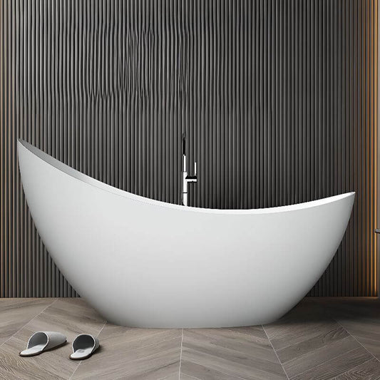 Simple Stone Oblong Freestanding Bathtub in Black