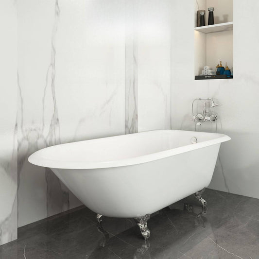 Asymmetrische freistehende Badewanne in Weiß