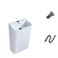 Pedestal bathroom sink with central trapway